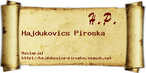 Hajdukovics Piroska névjegykártya